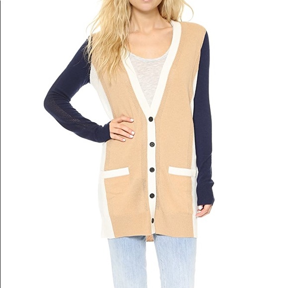 Vince Sweaters - Vince Cashmere Color Block Long-lined Button Front Cardigan size S/P Small